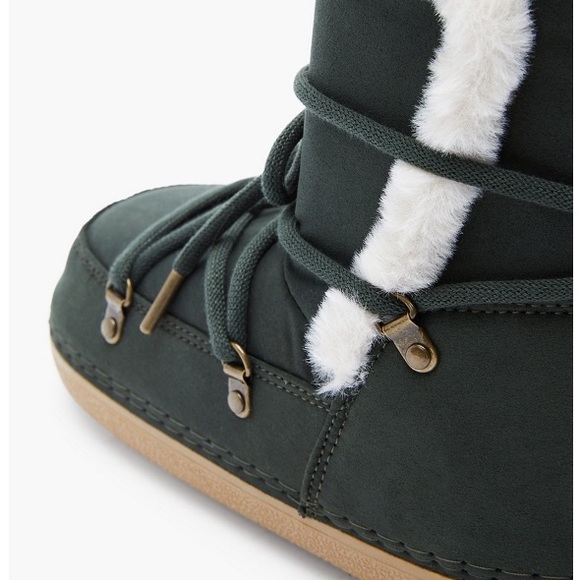 NWT JustFab Avery Shearling Lace-up Boot In Rosin Green, Sz. L - Picture 5 of 6